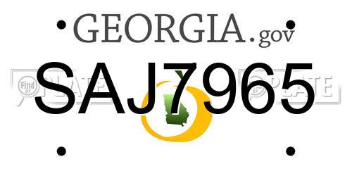 SAJ7965 Georgia License Plate