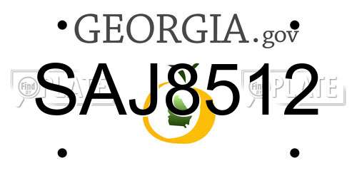 SAJ8512 Georgia License Plate