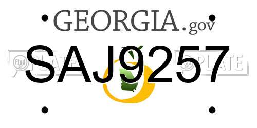 SAJ9257 Georgia License Plate