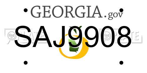 SAJ9908 Georgia License Plate