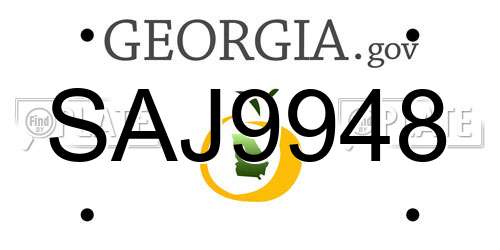 SAJ9948 Georgia License Plate
