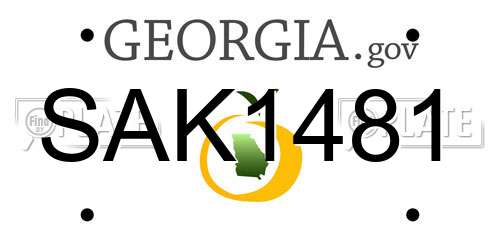 SAK1481 Georgia License Plate