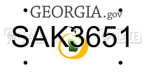 SAK3651 Georgia License Plate
