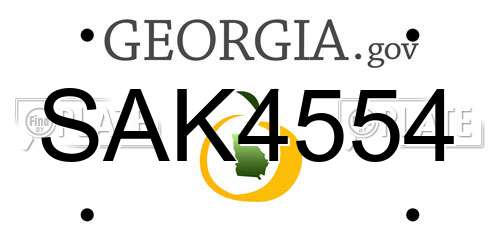 SAK4554 Georgia License Plate