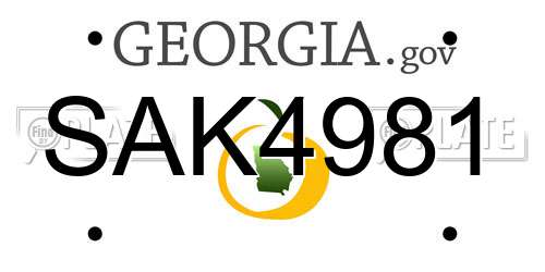 SAK4981 Georgia License Plate