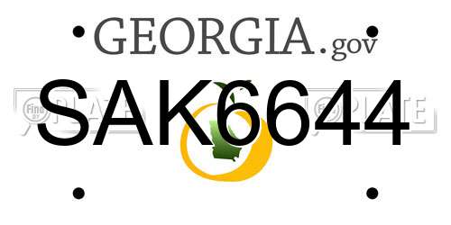 SAK6644 Georgia License Plate