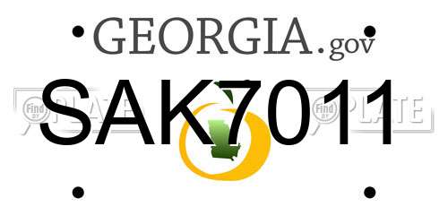 SAK7011 Georgia License Plate