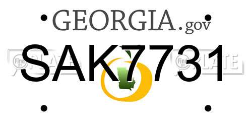 SAK7731 Georgia License Plate