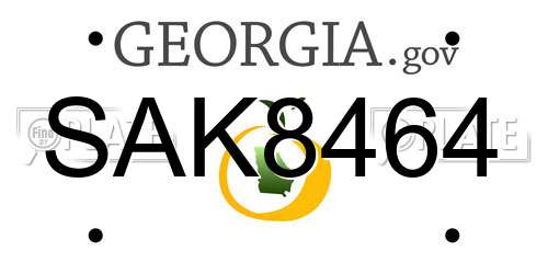 SAK8464 Georgia License Plate