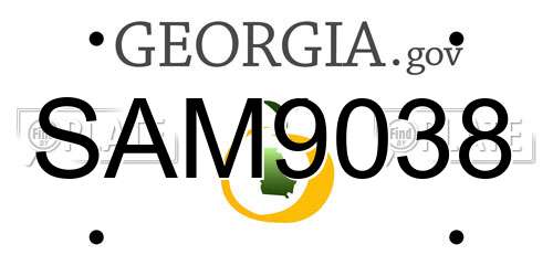 SAM9038 Georgia License Plate