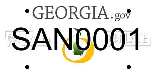 SAN0001 Georgia License Plate