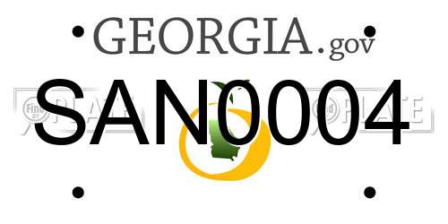 SAN0004 Georgia License Plate