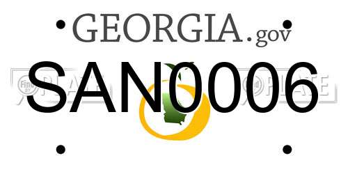 SAN0006 Georgia License Plate