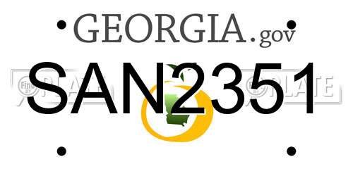 SAN2351 Georgia License Plate