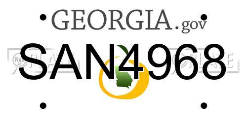 SAN4968 Georgia License Plate