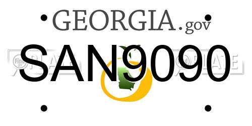 SAN9090 Georgia License Plate