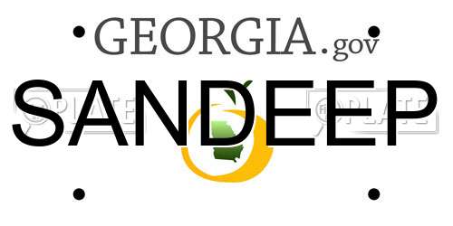 SANDEEP Georgia License Plate