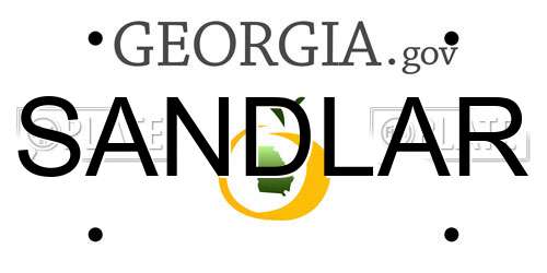 SANDLAR Georgia License Plate
