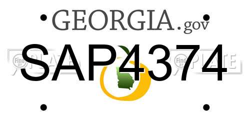 SAP4374 Georgia License Plate