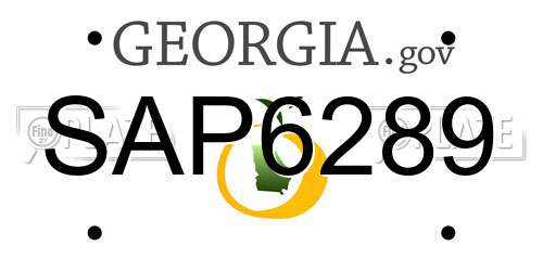 SAP6289 Georgia License Plate
