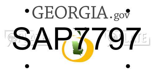 SAP7797 Georgia License Plate