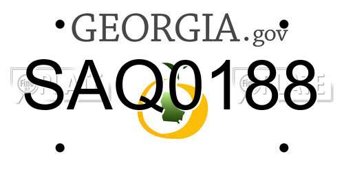 SAQ0188 Georgia License Plate