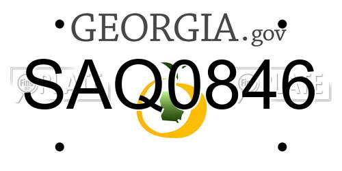 SAQ0846 Georgia License Plate