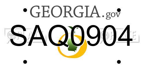 SAQ0904 Georgia License Plate