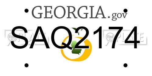 SAQ2174 Georgia License Plate