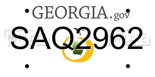 SAQ2962 Georgia License Plate