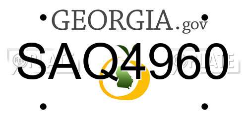 SAQ4960 Georgia License Plate