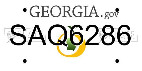 SAQ6286 Georgia License Plate