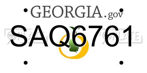 SAQ6761 Georgia License Plate