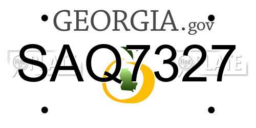 SAQ7327 Georgia License Plate