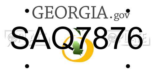 SAQ7876 Georgia License Plate