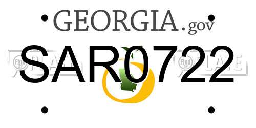 SAR0722 Georgia License Plate
