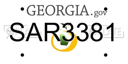 SAR3381 Georgia License Plate