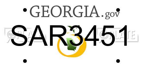 SAR3451 Georgia License Plate