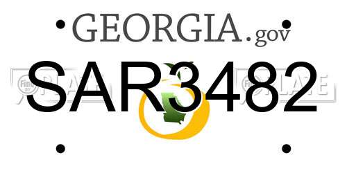 SAR3482 Georgia License Plate