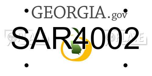 SAR4002 Georgia License Plate