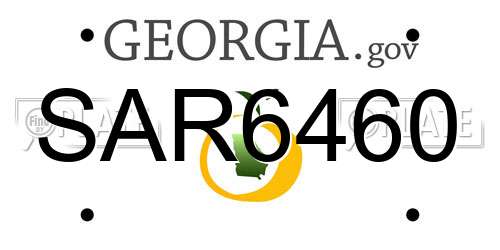 SAR6460 Georgia License Plate