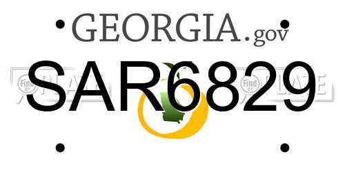 SAR6829 Georgia License Plate