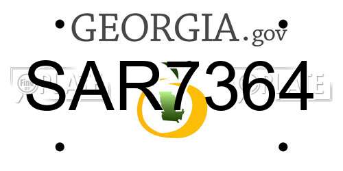 SAR7364 Georgia License Plate