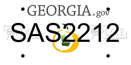 SAS2212 Georgia License Plate