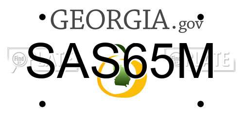 SAS65M Georgia License Plate