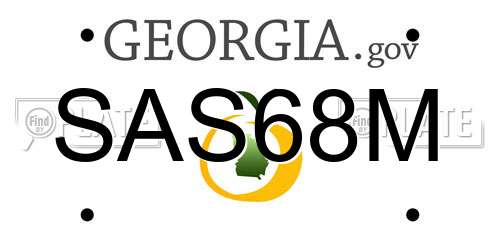 SAS68M Georgia License Plate