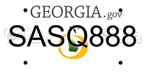SASQ888 Georgia License Plate