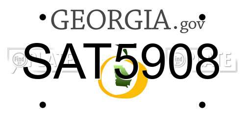SAT5908 Georgia License Plate