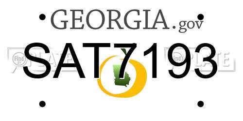 SAT7193 Georgia License Plate