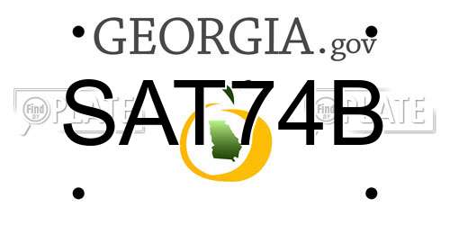 SAT74B Georgia License Plate